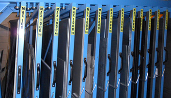 three storage metal sheets rack vertical