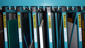 left side loading storage metal sheets rack vertical