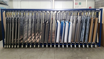 left side storage metal sheets rack vertical